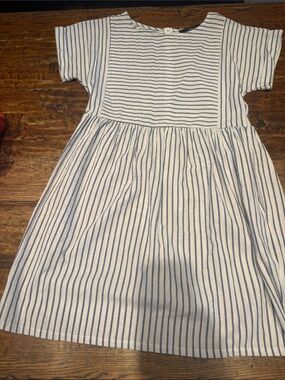 Striped Blue & White Casual Cotton Dress